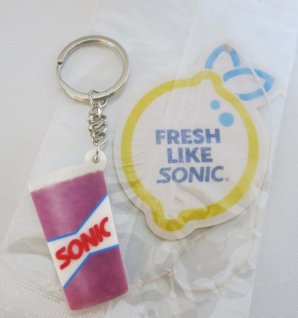 Sonic Drive In NEW Blueberry Lemonade Keychain and Air Freshener Promo Merch